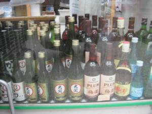 Bottles of soju and sake at K-Mart